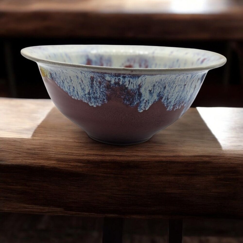 Handcrafted Ceramic Bowl With Unique Drip Glaze Design by Diane Cowsly